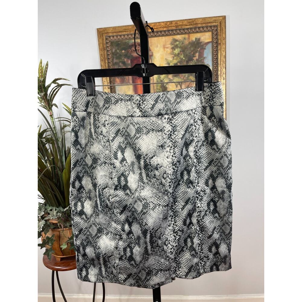 New York & Company Pencil Skirt Womens 10 White Black Snake Skin Streetwear Y2K